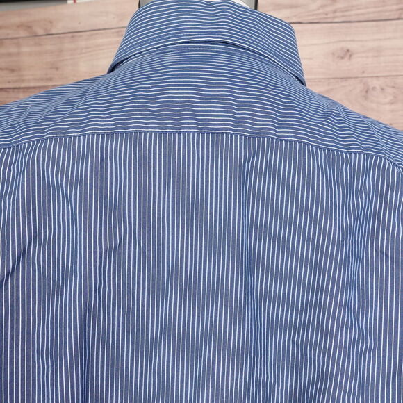 ABERCROMBIE & FITCH MUSCLE FIT BLUE STRIPED BUTTON DOWN SHIRT MENS 2XL XXL - Picture 5 of 7